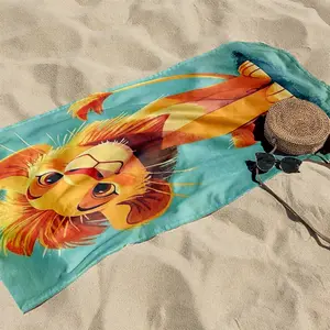 1 piece Simba from The Lion King cartoon character themed beach towel - Flannel weaving craft, a super-soft comfortable fluffy blanket, suitable for beds and sofas, all-season use, modern geometric pattern, digital print, machine washable, 100%