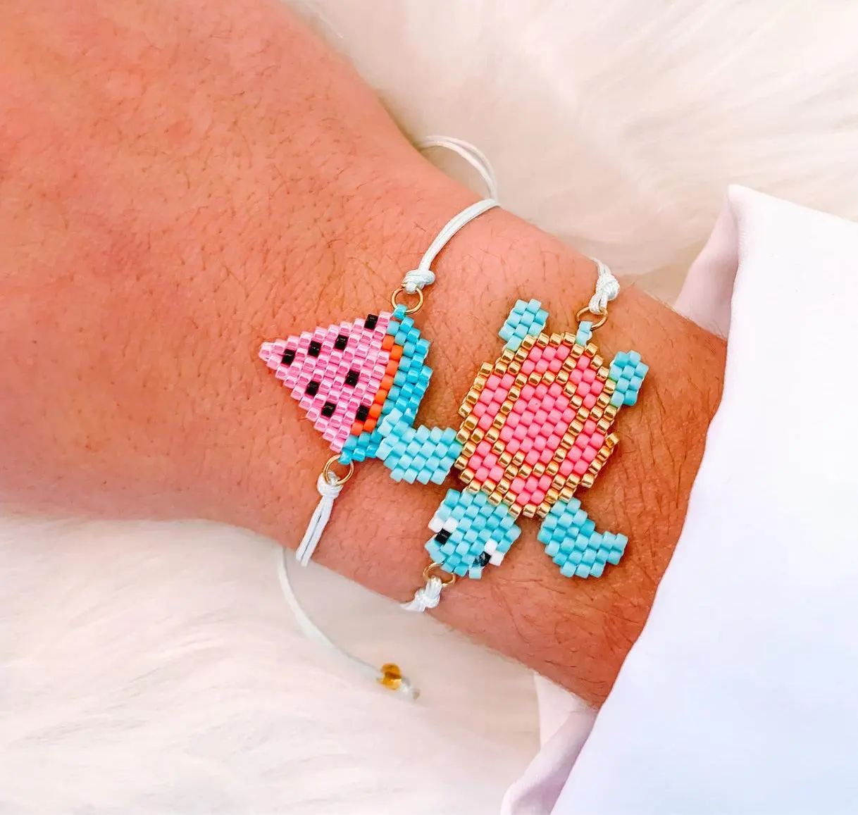 Turtle & Watermelon bracelet stack