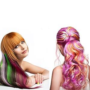 Beaute Galleria Bundle 11 Pieces Single Color 21 Inches Straight Party Highlights Clip In Synthetic Hair Extensions Cosplay Comic Con Halloween Costume (Red)