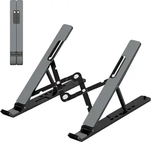 Adjustable Laptop Stand - ABS+Silicone Portable Foldable Ventilated Cooling Holder, Desk Riser for 10-15.6” Laptops and Tablets