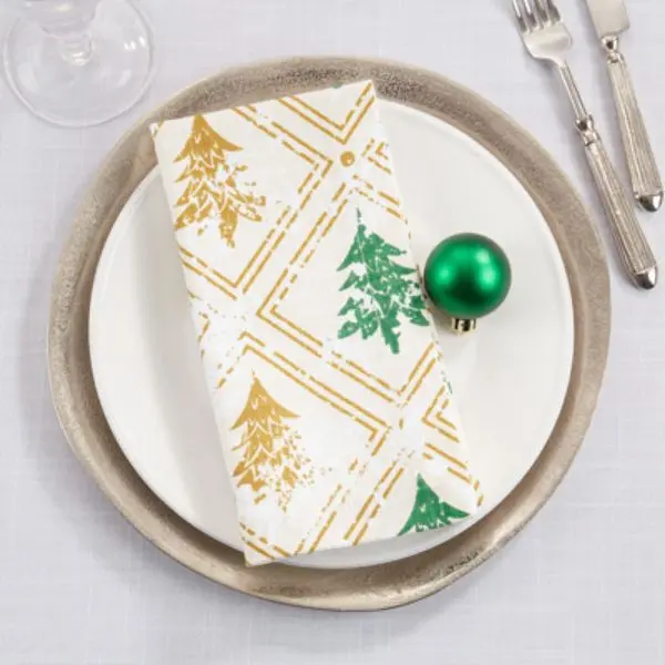 20 x 20 in. Christmas Trees Table Napkins, Gold - Set of 4