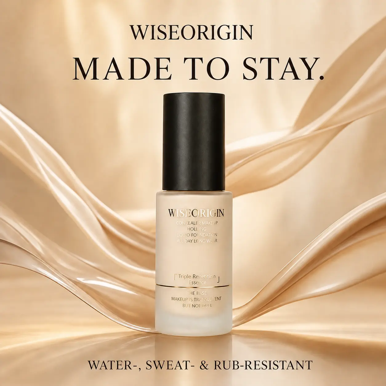 1WISEORIGIN Waterproof Longwear Foundation for Hot Weather, Workdays & Nights Out | Natural Soft-Matte Skin Finish, Sweat-Resistant, Rub-Resistant, Non-Oxidizing True-Color Wear, No Cakey or Mask-Like Look