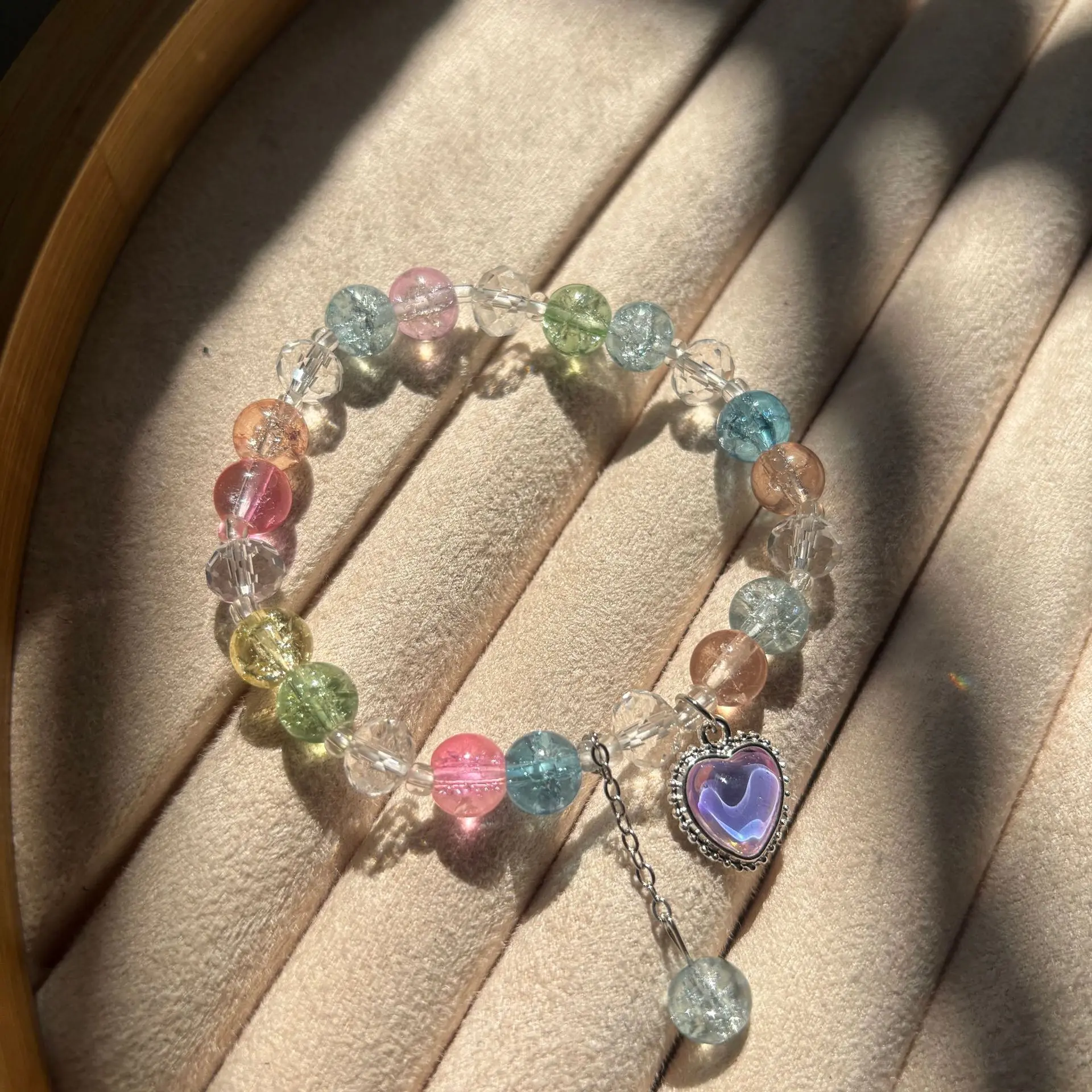 Mixed Color Crystal Burst Heart Bracelet#SZ193