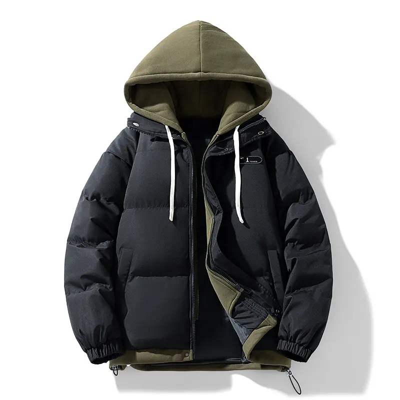 Autumn Winter Men's Hooded Jacket Fashion Retro Patchwork Color Block Thick Warm Cotton Coat Suitable for Outdoor Activities and Sports Menswear - Fashion Outerwear Casual winter outfits men winter jacket