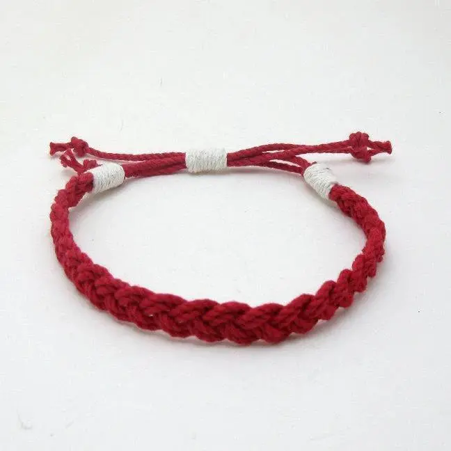 Mystic Knotworks Adjustable Woven Nautical Anklet - Burgundy