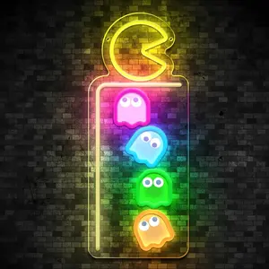 Arcade Game LED Neon Lights, Pac-Man Game, Classic Retro Arcade Game Sign, Used for Wall Decoration, Bedrooms, Game Rooms, Parties, Birthday Gifts for Men's Cave Game Fans.