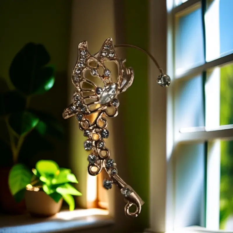 Hollow zircon butterfly gold right ear s