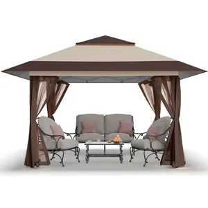 CROWN SHADES 13x13 Pop Up Gazebo, Easy Setup Outdoor Canopy for Backyard, Patio & Parties with Wheeled Bag