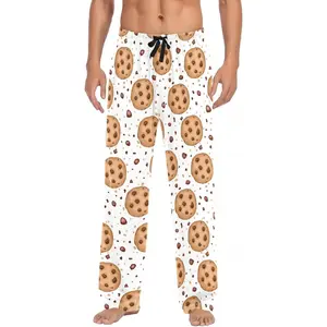 Men's Chocolate Chip Cookies Pajama Pants Cotton Soft Comfy Straight-Fit Lightweight Pj Bottoms