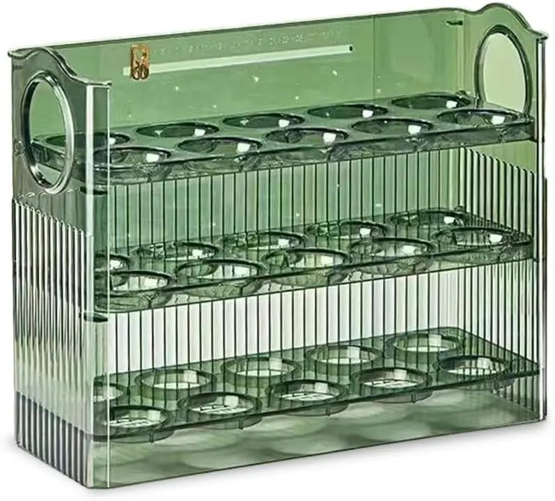 30-Egg Flip-Up Fridge Organizer - 3-Layer BPA-Free Storage Container