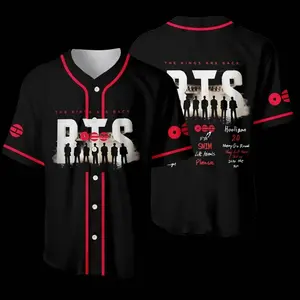 The Kings Are Back 2026 Black Baseball Jersey, Kpop Music Group Apparel For Fans, Concert Tour Merch - Adult & Youth Size