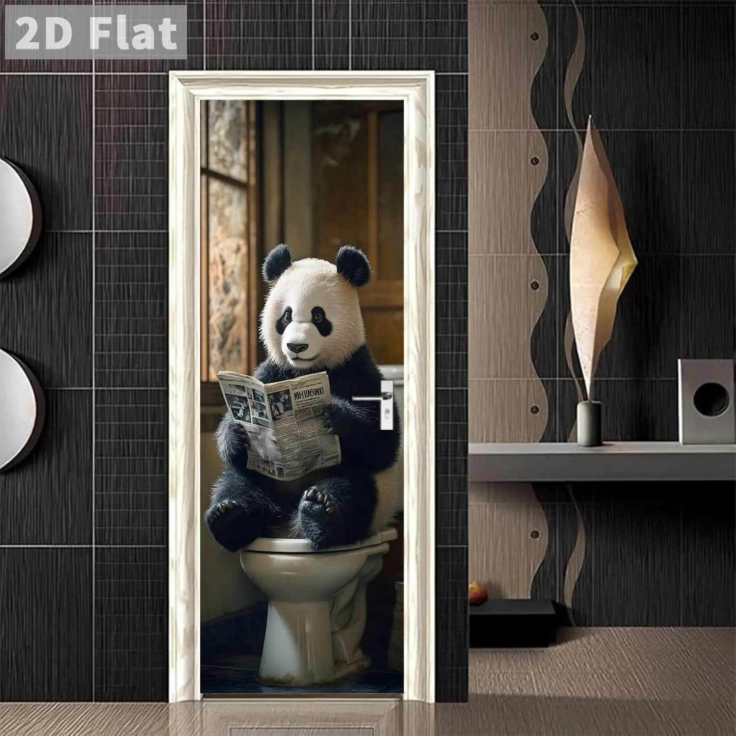 Panda Pattern Door Sticker, Self-adhesive Door Decal, Removable Wall Decal for Home Decoration, Versatile Wall Stickers for Every Room, Ornaments