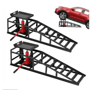 2-Pack Hydraulic Car Ramps, 5T/11000 lbs Capacity Low-Profile Car Lift with Adjustable Height (9.4"-13.34") for Trucks, Trailers, and Auto Repair in Garage, Black