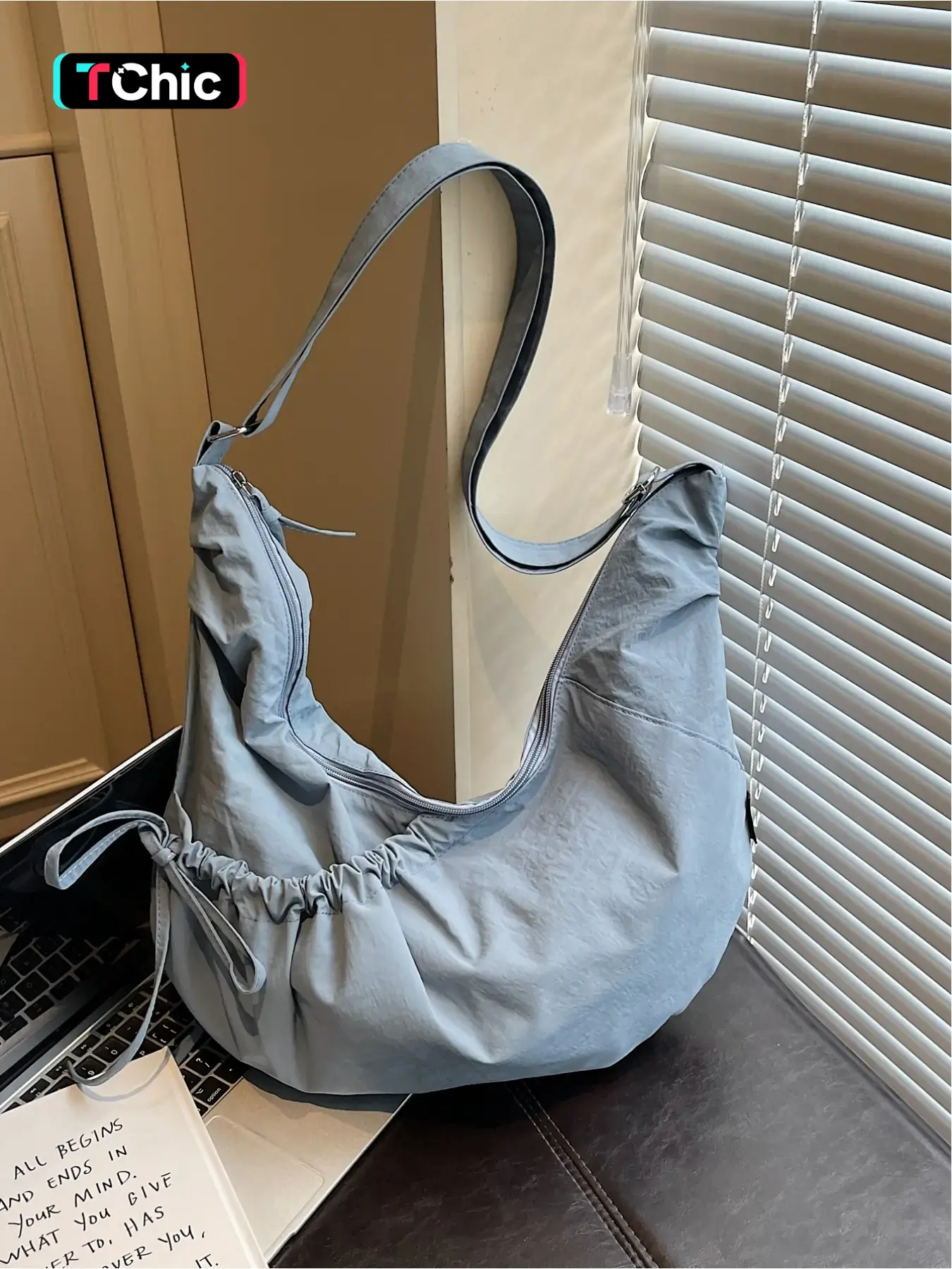 Large capacity casual versatile crossbody bag with drawstring design, pleated shoulder bag, personalized trend, casual simplicity trend, underarm bag, handbag, outdoor sports commuting bag, Trendy Versatile Bag