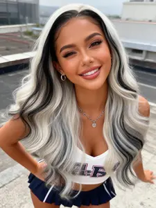 13x4 HD Lace Front Wigs 28 Inches Body Wave Long Glueless Lace Frontal Wigs Pre-plucked Hairline Synthetic Lace Front Wig with Baby Hair Heat Resistant Fiber Hair Wigs Body Wavy Wigs for Women