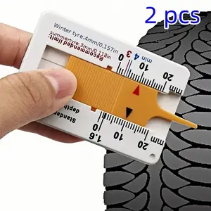 2 Piece Plastic Tire Groove Ruler, Vernier Depth Caliper, Portable Tire Wear Gauge, Handheld Fetal Groove Ruler for Automotive Use