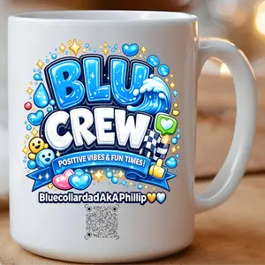 Blu Crew Live Host Mug | Follow & Support Creator Coffee Cup | 11oz & 15oz