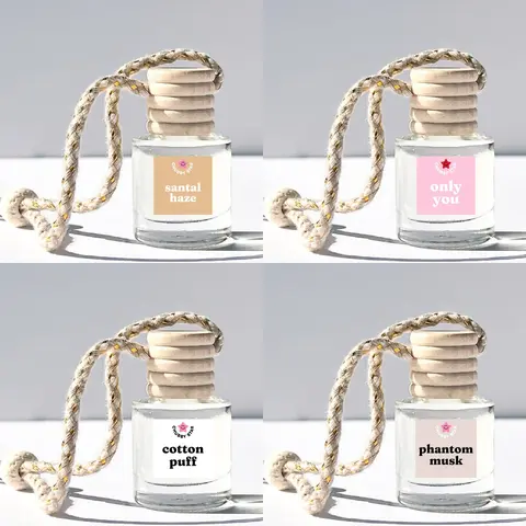 4 Pack Clean Girl Scents Car Fresheners Bundle Set - Only You, Cotton Puff, Phantom Musk, Santal Haze Car Air Freshener - Clean, Musky, Fresh, Girly Scents - 10 mL Each