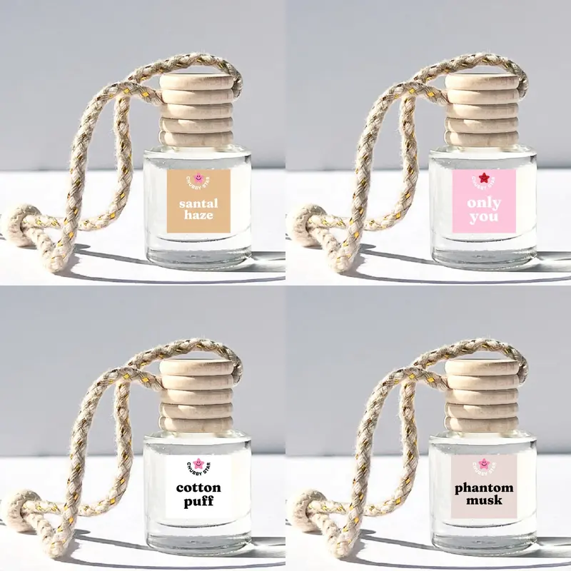 4 Pack Clean Girl Scents Car Fresheners Bundle Set - Only You, Cotton Puff, Phantom Musk, Santal Haze Car Air Freshener - Clean, Musky, Fresh, Girly Scents - 10 mL Each