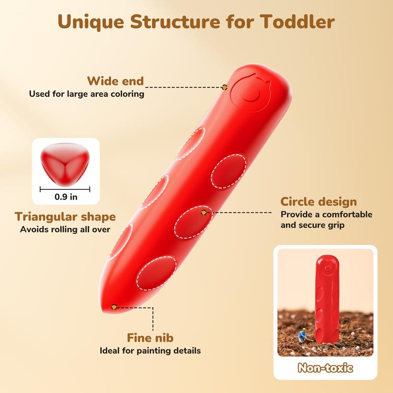 JoyCat 8/16/30 Pcs Jumbo Crayons for Kids, Art Supplies, Large, Safety, Non-Toxic, Fun, Washable, Colorful Crayons for Coloring Painting School Home