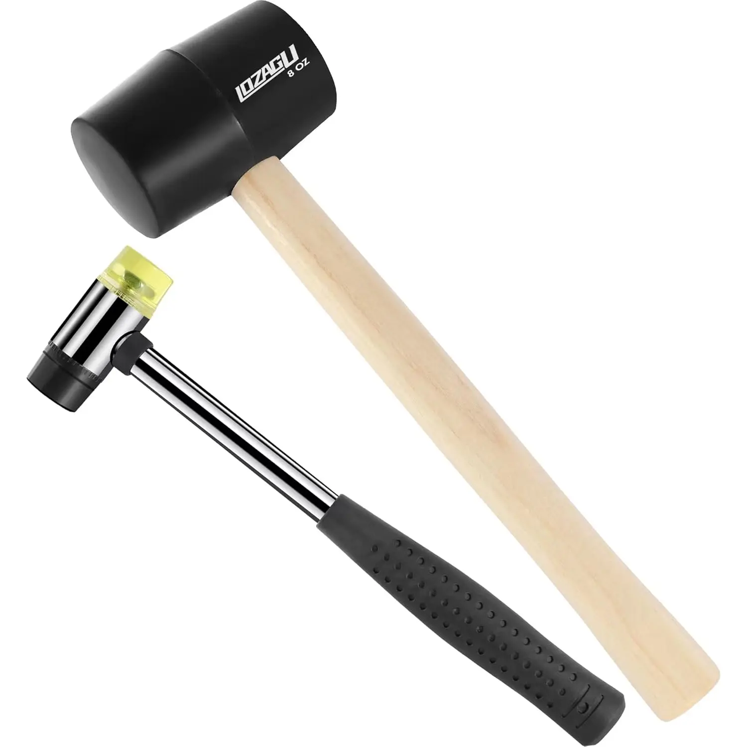 2-Pack Rubber Mallet Hammer Set, 8oz & 25mm Small Rubber Mallet Hammer Tool, Rubber Mallet for Flooring, Tent Stakes, Woodworking, Camping, Crafts,   Rubber., LOZ-M0825