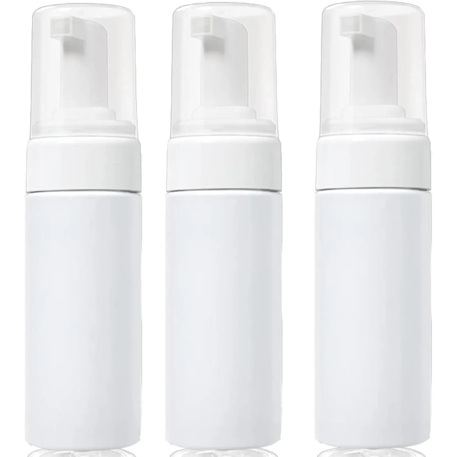 3-Pack Travel-Sized Foaming Pump Bottles - Empty Foaming Liquid Soap Dispensers - for Refillable Travel Hand Soap Shampoo Foaming Castile  -  (100ml/3.3oz) (White)