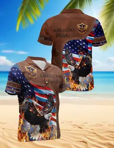 American Pride Patriotism Unisex Hawaiian Shirt, 4th of July Hawaiian Shirt, Button Down Short Sleeve Pattern Hawaiian Shirt Man