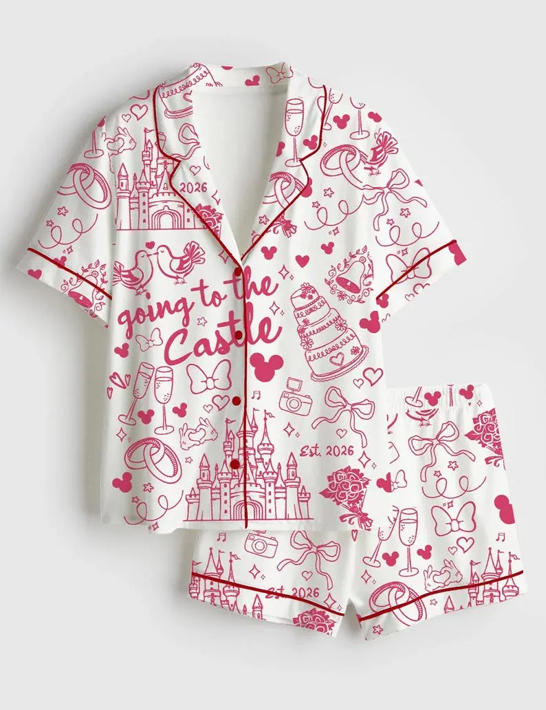 Women Wedding Pajama Set, Bride Lounge Outfit, Fairytale Bridal Sleepwear