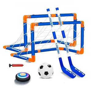 Floating Soccer Hockey Ball Toy Set with LED Light & Foam Bumpers, Indoor Outdoor Active Game Toy for Boys Girls