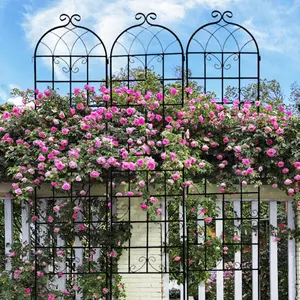 HDSTORZON Black Rustproof Metal Garden Trellis, 86.7" x 19.7" Outdoor Support for Climbing Plants and Flowers
