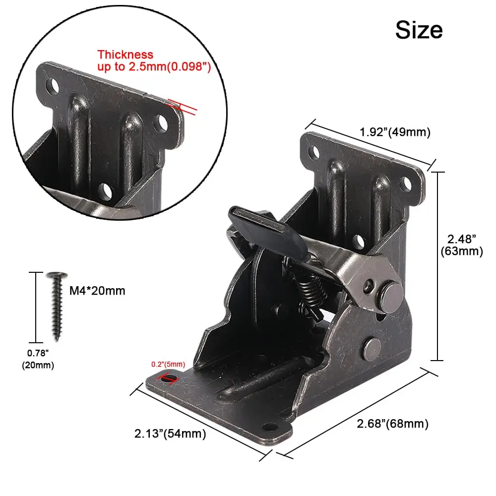 2-Pack Folding Brackets, Lock Extension Hinge, Foldable Leg Brackets Hardware for Table, Workbench, Platform