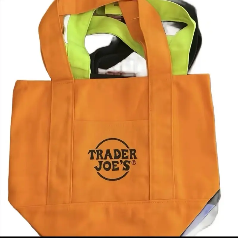 Trader Joe's Reusable Grocery Tote Bag - Orange with Logo - Durable and Eco-Friendly Shopping Bag