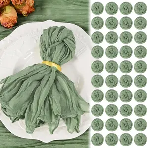 100 Pack 20"x20" Sage Green Boho Washable Wrinkled Cheesecloth Gauze Dinner Table Cloth Napkins for Wedding Party Baby Shower Birthday Decor
