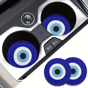 2 Pack Absorbent Blue Evil Eye Car Cup Holders, Women's Fashion Automotive Accessories, Protects Car and Home Surfaces From Spills and Stains