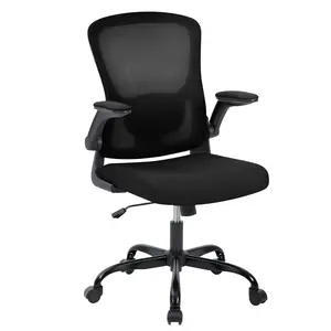 Garvee Ergonomic Office Chair with Adjustable Lumbar Support, Mesh Back, Foldable Armrests, and Wheels - Comfortable Executive Chair for Home Office, Study, and Work