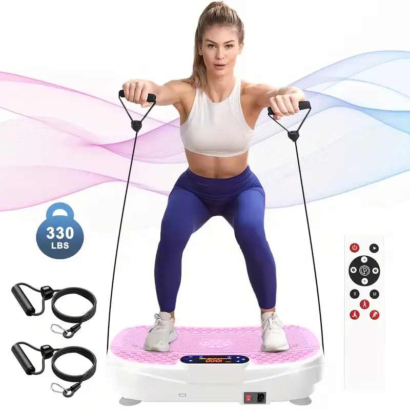 Vibrating Exercise Platform with Remote Control and Resistance Bands for Home Fitness 330 LBS Capacity