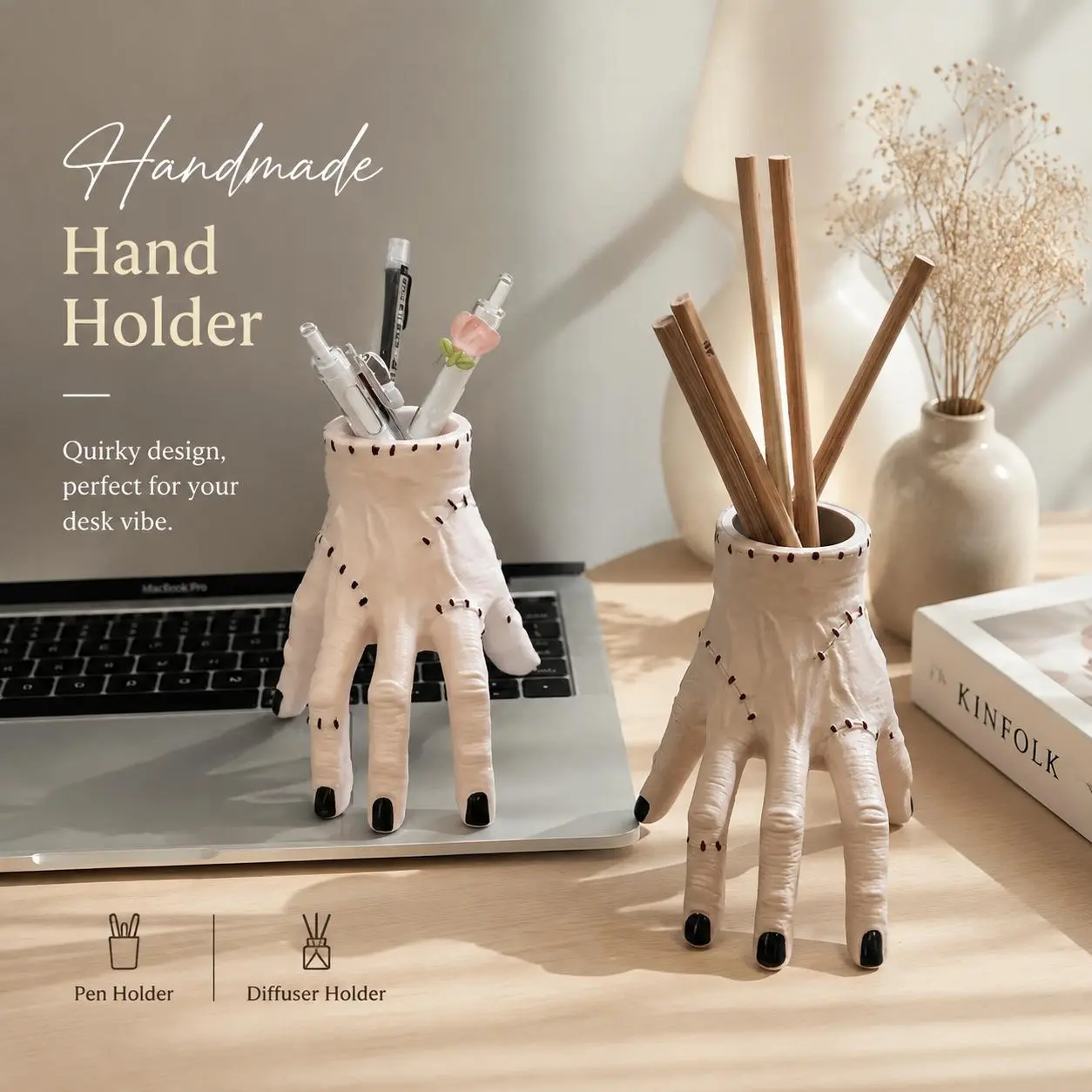 1pc Creative Frankenstein's Hand Pen Holder, Spooky Abs Resin Desk Organizer for Small Plants, Perfect Halloween Decor for Office & Garden, Desk Accessory, Office Desk Accessories