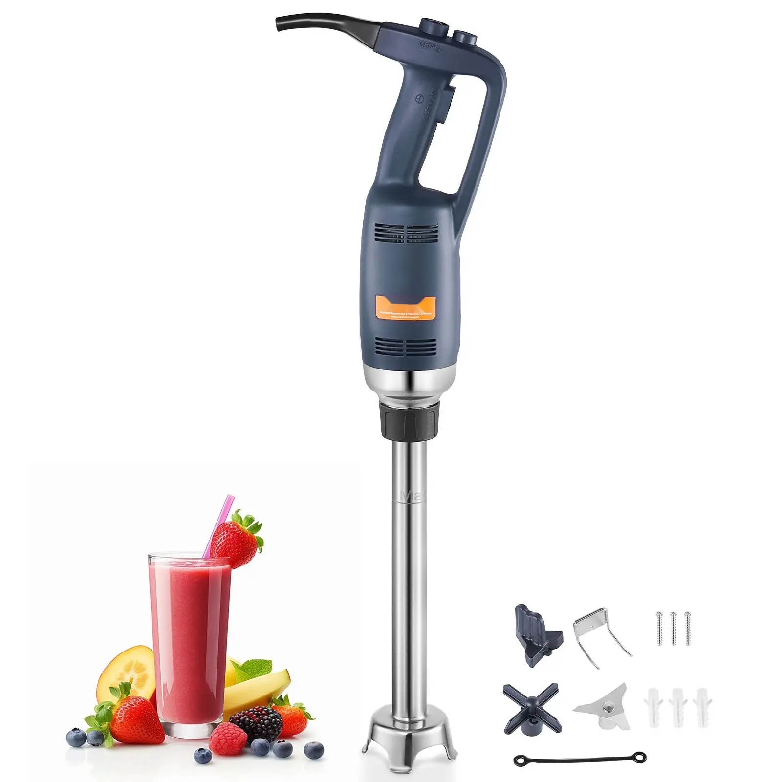 Commercial Immersion Blender 350W Heavy Duty Hand Mixer for Soups, Sauces, Purees, and Emulsions - Stainless Steel Shaft, Ergonomic Handle, Quick-Release Beater and Whisk, Durable Industrial Grade Kitchen Tool