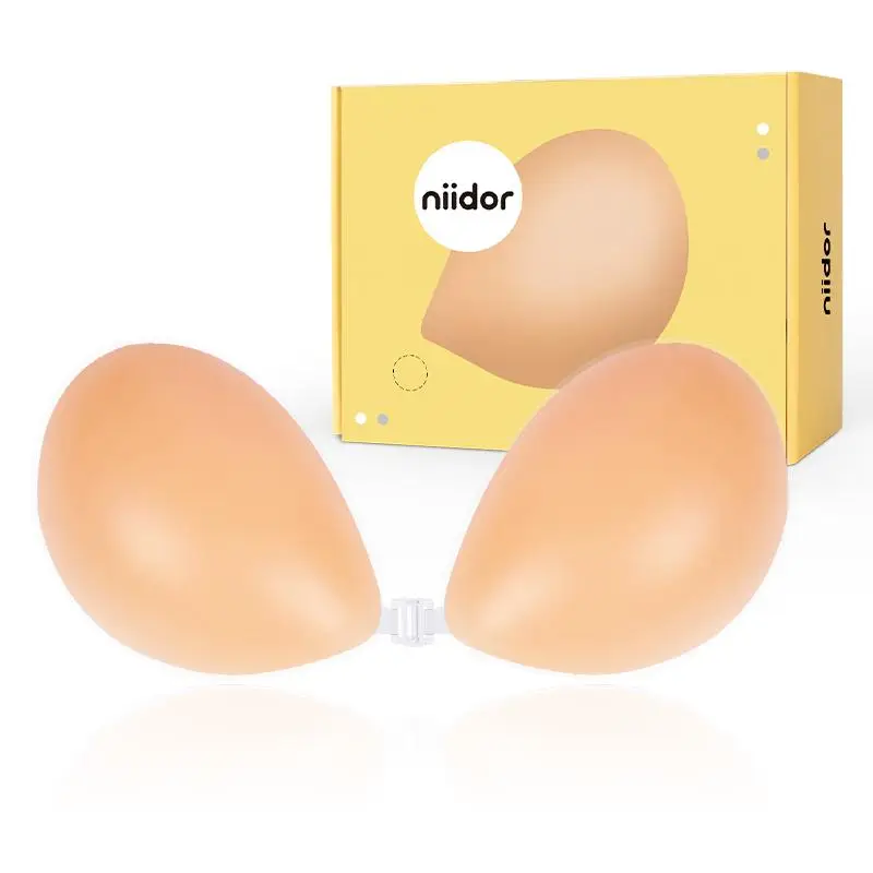 Niidor Adhesive Bra Silicone Bra Strapless Sticky Invisible bra sticky inserts push sticky cover for Backless Dress,Party, dinner party, gathering, tr
