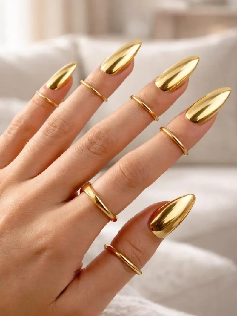 Fashion Adjustable Metal Claw Nail Rings Set - 5-Piece Interchangeable Statement Multi Ring, Stunning Chrome Fingertip Jewelry for Parties, Interchangeable Rings, Stunning Ring Set