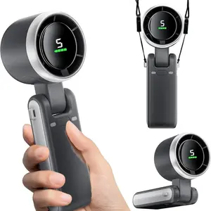 Portable 3-in-1 Turbo Handheld Fan, Rechargeable Personal Fan, 5 High-Speed Settings, 3600mAh Power, Digital Screen, Foldable USB/Type-C Charge for Indoor/Outdoor Use