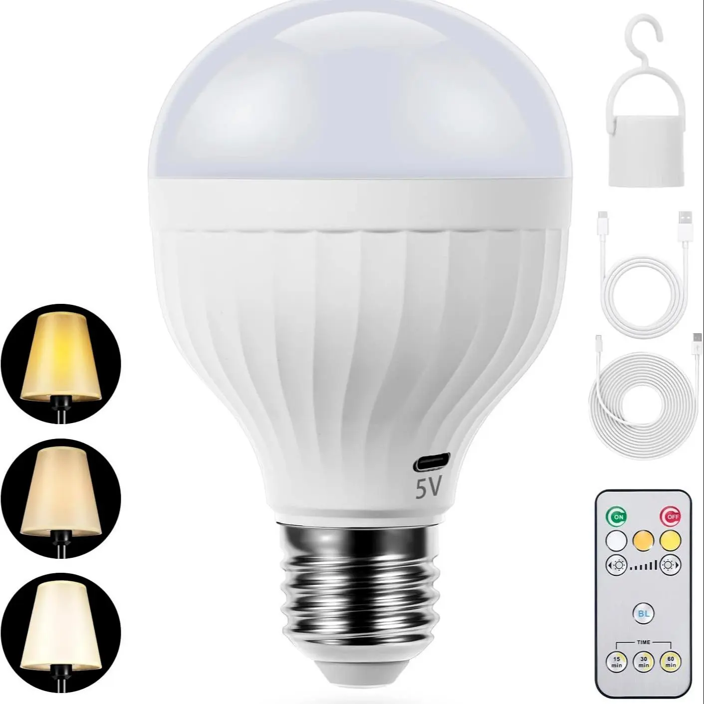USB Rechargeable Light Bulb, Dimmable LED Light Bulb with Remote Control, Smart LED Bulb for Home, Bedroom, Living Room, Kitchen, Dimmable Bulbs, Interior Led Lighting