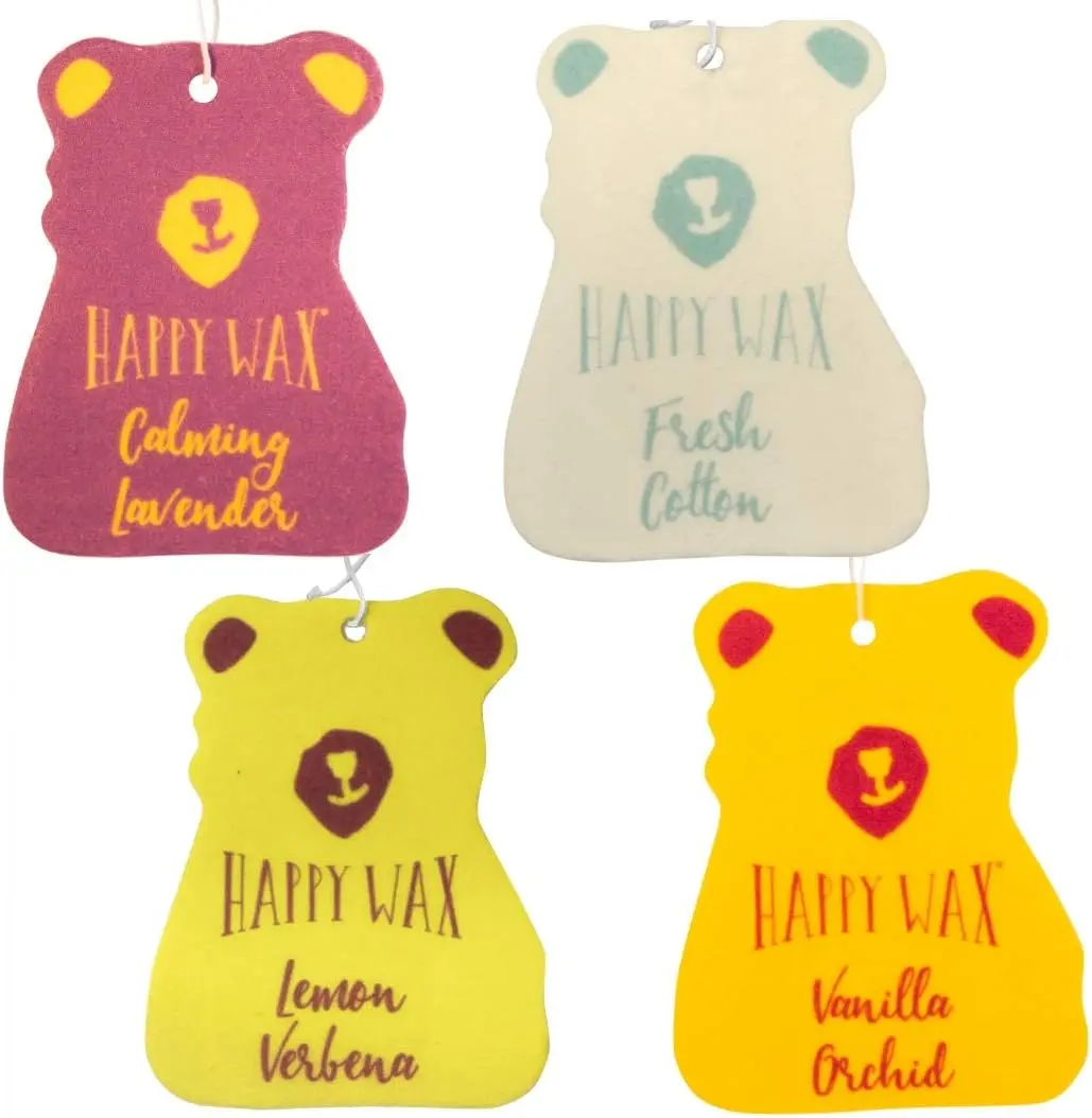 Happy Wax Relax and Refresh Mix Hanging Car Cub Air Fresheners Infused with Natural Essential Oils,  Ct.Variety Pack  Contains Calming Lavender, Fresh Cotton, Lemon, and Vanilla Sandalwood