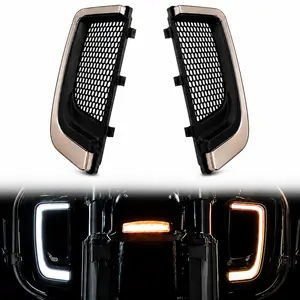 LED Fairing Lower Grill Turn Signal Lights White DRL Amber Front Running Light Smoked Lens Inserts Plug-And-Play Style Wiring for Select Harley Touring Street Glide Models with Compatible Lower Fairing Grills