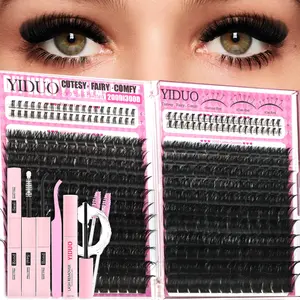 Eyelash Cluster Kit | 3 Styles: 200D, 300D & Bottom Lashes | 6–20mm D-Curvature Individual Lash Extension Kit With Lash Bond and Seal, Remover, Tweezers & Eyelash Brush | Easy DIY at Home
