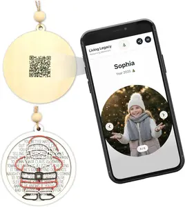 Living Legacy Santa QR Ornament Personalized Christmas Decoration Handmade Wood Ornament with Scannable QR Code Custom Photo Ornament for Family Tree & Christmas Gift Interactive Wood Craftsmanship