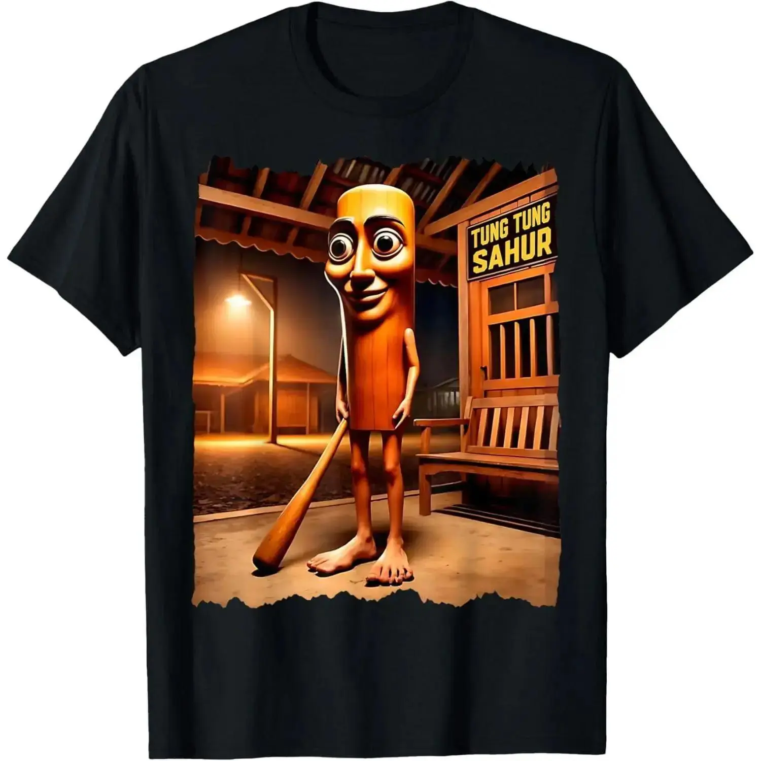 Unisex 100% Cotton Graphic Tung Tung Sahur T-Shirt - Comfortable Streetwear for Women