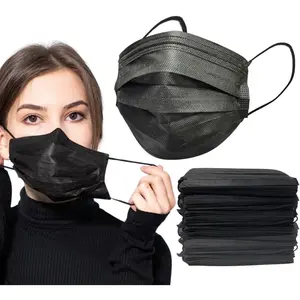 100PCS Black Disposable Non-medical 3 Layer Protection Face Masks for Adult, Teenager and Seniors