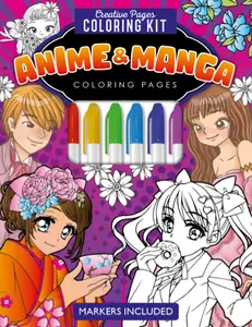 Anime & Manga Creative Pages Coloring Kit with Markers - Hard Cover, 24 Pages, Perfect for Kids & Aspiring Illustrators