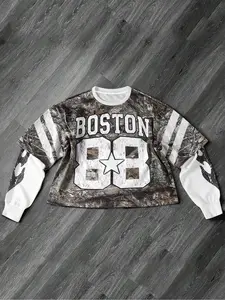 Men's Letter & Number Print 2 in 1 Drop Shoulder Camo Sweatshirt, Regular Fit Casual Long Sleeve Round Neck Pullover for Fall & Winter, Men's Clothes for Daily Wear